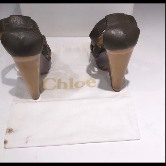 Chloe olive Platform wedge heels - Picture 5 of 10